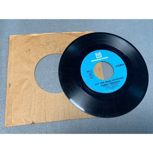 Bobby Sherman "Little Woman" & " One Too Many Mornings" 7" Vinyl Record - Picture 2 of 2